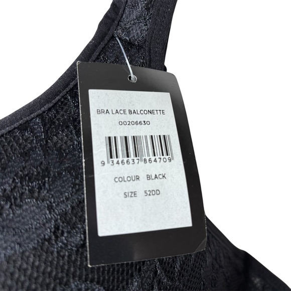 Avenue Black Lace Size 52DD Balconette Bra Underwire Adjustable straps - Picture 5 of 11